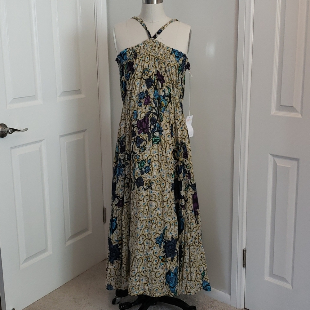Warm Brand Floral Print Smocked Maxi Dress